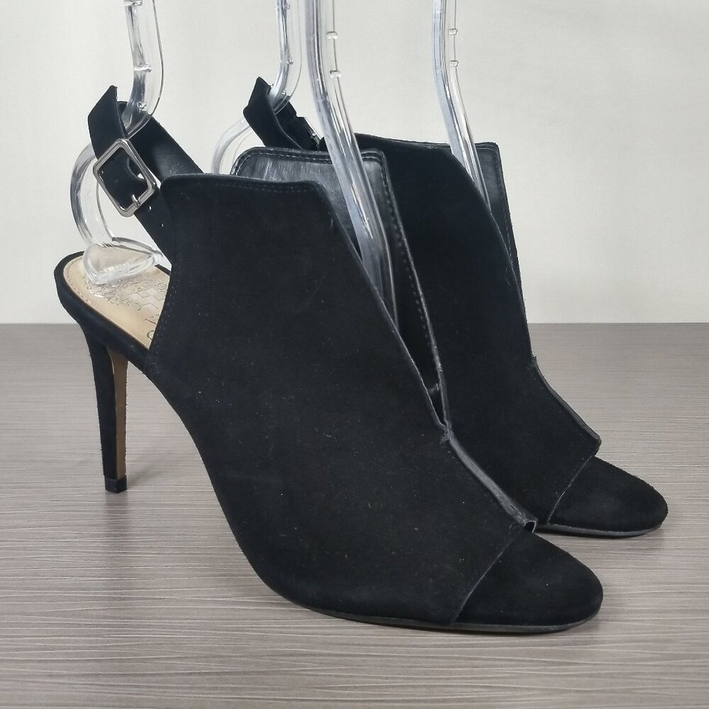 Vince Camuto Catina Sandal, Black Suede, Womens Size Right 7 / Left 7.5